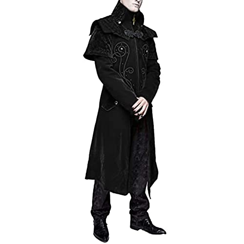 Beichwtd Herren Mittelalter Steampunk Jacke Halloween Piraten Vampir Cosplay Kostüme Retro Gothic Frack Mantel Karneval Smoking Party Kleidung Renaissance Hof Stickerei Mantel Viktorianisches Gehrock von Beichwtd