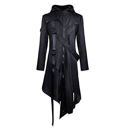 Beichwtd Herren Mittelalter Steampunk Jacke Viktorianisches Gehrock Retro Gothic Frack Mantel Halloween Piraten Vampir Cosplay Kostüme Karneval Smoking Party Kleidung Renaissance Hof Stickerei Mantel von Beichwtd