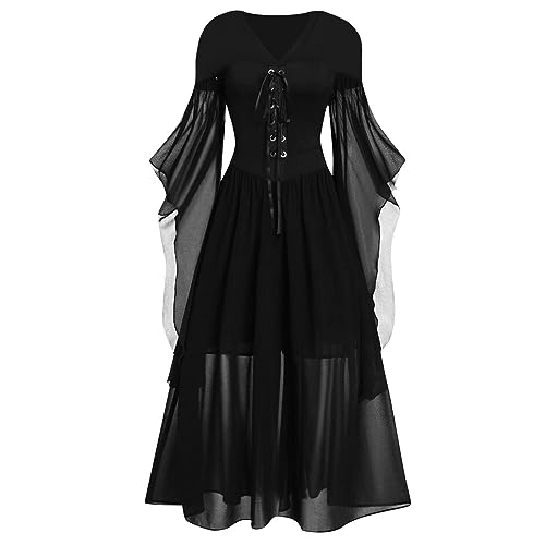 Beichwtd Kleid Mittelalter Damen Medieval Dress Kleidung Halloween Kostüm Cosplay Gothic Renaissance Viktorianisches Corsagenkleid Wikinger Kleidunger Große Größen Piratenkostüm Prinzessin Kleider von Beichwtd