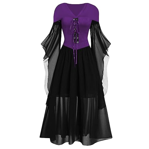 Beichwtd Kleid Mittelalter Damen Medieval Dress Kleidung Halloween Kostüm Cosplay Gothic Renaissance Viktorianisches Corsagenkleid Wikinger Kleidunger Große Größen Piratenkostüm Prinzessin Kleider von Beichwtd