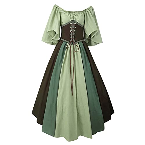 Beichwtd Renaissance Kleid Gothic Corsagenkleid Viktorianisches Medieval Dress Piratenkostüm Halloween Kostüm Prinzessin Kleider Wikinger Kleidunger Mittelalter Kleidung Cosplay Große Größen von Beichwtd