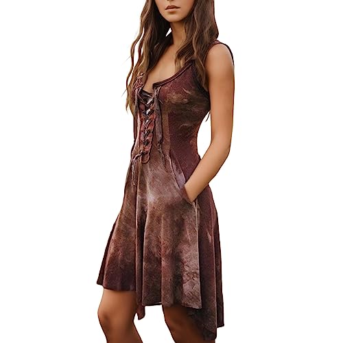 Beichwtd Renaissance Kleid Prinzessin Kleider Medieval Dress Große Größen Wikinger Kleidunger Gothic Corsagenkleid Viktorianisches Cosplay Piratenkostüm Halloween Kostüm Mittelalter Kleidung von Beichwtd