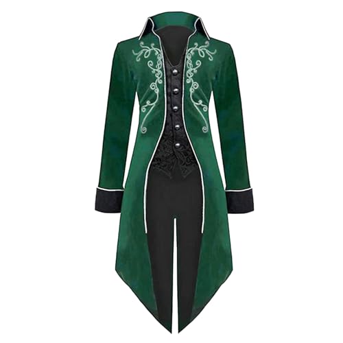 Beichwtd Steampunk Herren Jacke Renaissance Hof Stickerei Mantel Karneval Smoking Party Kleidung Viktorianisches Gehrock Mittelalter Halloween Piraten Vampir Cosplay Kostüme Retro Gothic Frack Mantel von Beichwtd