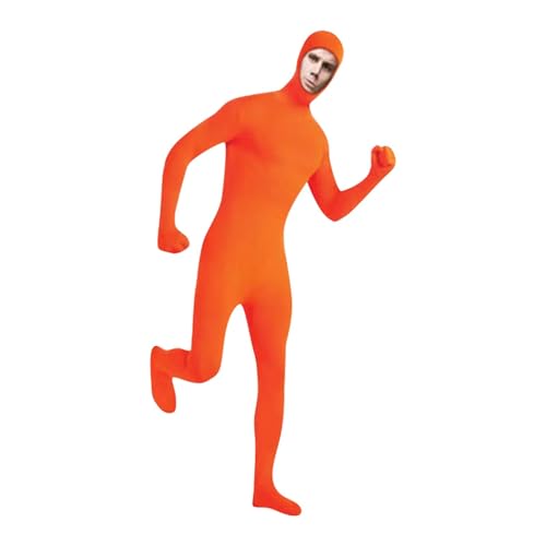 Faschingskostüme Männer, Faschingskostüme Dame, Karneval Kostüm Männer, Erwachsene Open Face Zentai Cosplay Jumpsuit Ganzkörperanzug Orange Tight Bodysuit Kostüm für Party Halloween Weihnachten Unisex von Beichwtd