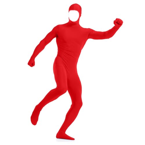 Faschingskostüme Männer, Faschingskostüme Dame, Karneval Kostüm Männer, Erwachsene Open Face Zentai Cosplay Jumpsuit Ganzkörperanzug Orange Tight Bodysuit Kostüm für Party Halloween Weihnachten Unisex von Beichwtd