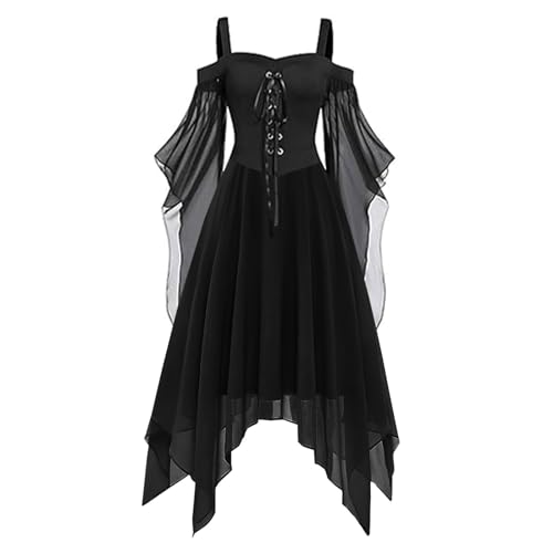 Gothic Kleidung Damen Wikinger Kleidunger Renaissance Viktorianisches Kleid Cosplay Medieval Dress Prinzessin Kleider Mittelalter Große Größen Halloween Kostüm Piratenkostüm Kleid Corsagenkleid von Beichwtd