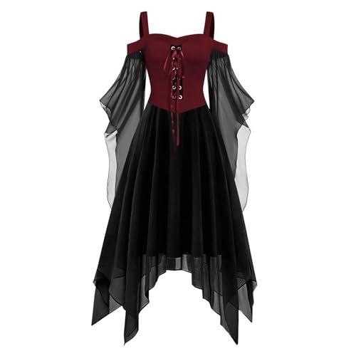 Gothic Kleidung Damen Wikinger Kleidunger Renaissance Viktorianisches Kleid Cosplay Medieval Dress Prinzessin Kleider Mittelalter Große Größen Halloween Kostüm Piratenkostüm Kleid Corsagenkleid von Beichwtd