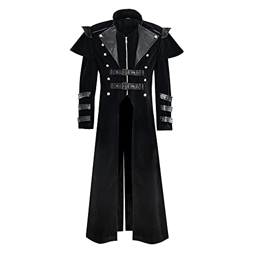 Herren Steampunk Frack Mantel Gothic Gehrock Mittelalter Karneval Smoking Party Kleidung Renaissance Hof Stickerei Mantel Retro Mantel Viktorianisches Halloween Piraten Vampir Cosplay Kostüme Jacke von Beichwtd