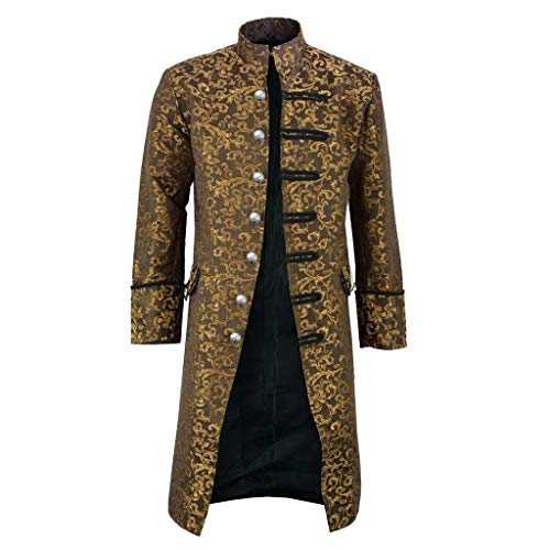 Herren Vintage Frack Steampunk Gothic Jacke Halloween Piraten Vampir Cosplay Kostüme Retro Mantel Karneval Smoking Party Kleidung Viktorianisches Gehrock Mittelalter Renaissance Hof Stickerei Mantel von Beichwtd