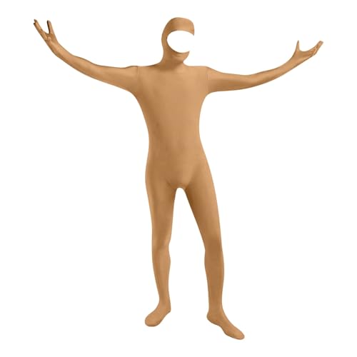 Indianer Kostüm Damen, Faschingskostüme Dame, Karneval Kostüm Männer, Erwachsene Open Face Zentai Cosplay Jumpsuit Ganzkörperanzug Orange Tight Bodysuit Kostüm für Party Halloween Weihnachten Unisex von Beichwtd