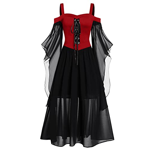 Mittelalter Kostüm Damen Viktorianisches Kleid Halloween Kleidung Corsagenkleid Renaissance Piratenkostüm Gothic Kleid Wikinger Kleidunger Cosplay Medieval Dress Große Größen Prinzessin Kleider von Beichwtd