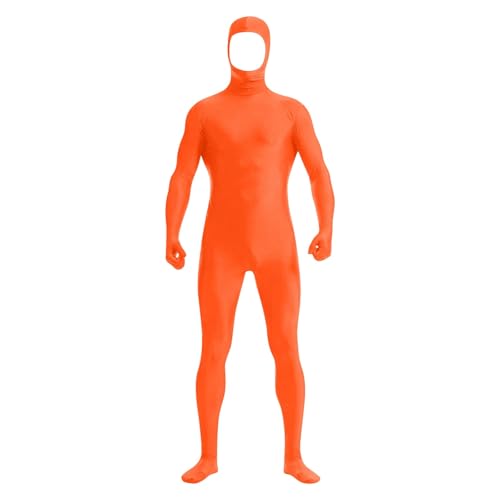 Polizei Kostüm Damen, Faschingskostüme Dame, Karneval Kostüm Männer, Erwachsene Open Face Zentai Cosplay Jumpsuit Ganzkörperanzug Orange Tight Bodysuit Kostüm für Party Halloween Weihnachten Unisex von Beichwtd