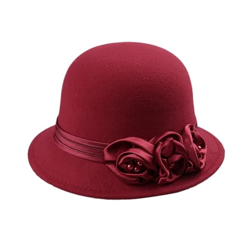 Beimus Fedoras Hut für Cosplay Partys Elegante Kamelie Blume Hut Erwachsene Karneval Party Hut Flapper Kopf Zubehör von Beimus