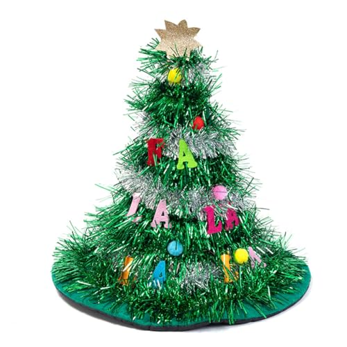 Beimus Unisex Erwachsene Weihnachtsbaum Kostüm Hut mit Stern Toppers Glitzer Lametta Akzente für Weihnachten Feier Kopfbedeckung von Beimus