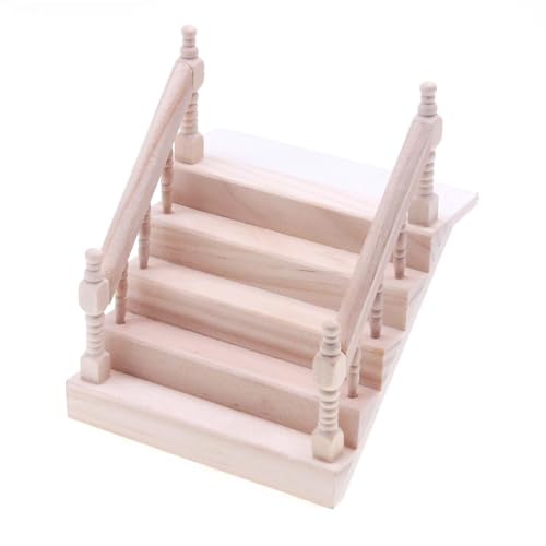 Handgefertigte Miniatur-Treppe aus stabilem Holz mit Handlauf, Wohnaccessoire für Puppenhäuser, Dekoration, Maßstab 1 12 von Beimus