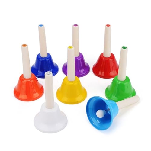 Handglocken mit 8 Noten, bunte Hand-Percussion-Glocken, Orff-Musikinstrument, Kinder-Musikglocken, Spielzeug, Urlaub, Partyzubehör von Beimus