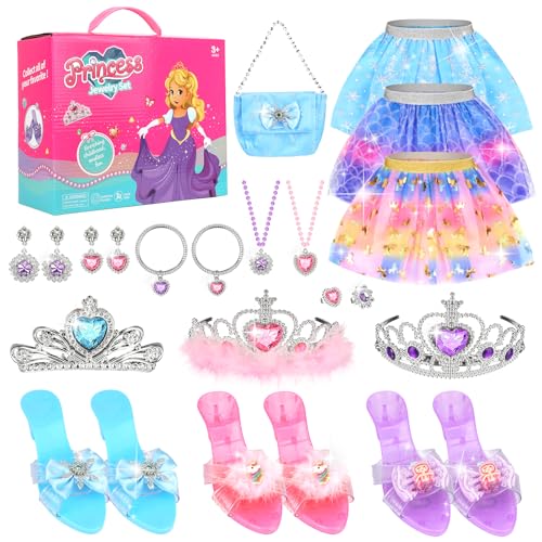 Beipegin Prinzessin Kleid Prinzessin Schuhe Mädchen Geldbörse Spielzeug Schmuck Prinzessinnen Zubehör Verkleidungskiste Weihnachten Geburtstags Geschenke für 3 4 5 6 7 Jährige Mädchen von Beipegin