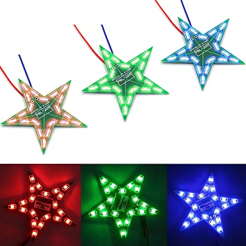 BeisDirect 3 Stück Fünfzackiger Stern Atemlicht DIY-Bausatz, PCB DC 4-6V Rot Grün Blau Gradient LED Licht für Weihnachtsdekoration Kinder Geschenk Studenten Löten Lernen DIY Elektronik-Kit von BeisDirect