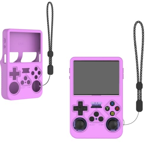 BeisDirect Silikon-Schutzhülle für ANBERNIC R36S Handheld-Spielkonsole, weiche Hülle, Schutzhülle, Fallschutz, Silikonhülle mit Umhängeband, Violett von BeisDirect