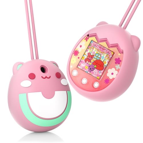 Silikon-Schutzhülle für Tamagotchi Pix virtuelle Haustier-Spielmaschine, schützende Anti-Drop-Hülle für Tamagotchi Pix mit Fingerband, Ersatzhülle für Tamagotchi Pix (Rosa) von BeisDirect