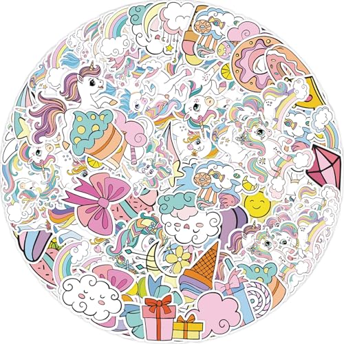 Beiyan 50 Stück Einhorn Sicker, Sticker Einhorn, Wasserfeste Vinyl Stickers, Einhorn Aufkleber, Aufkleber Einhorn für Mädchen, Einhorn Scrapbooking Sticker Fotoalbum von Beiyan