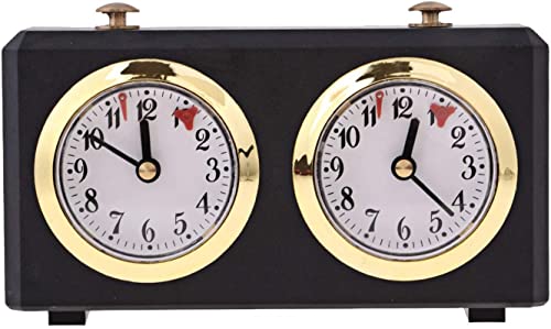 Schachuhr Timer, Schachuhren Analog Mechanischer Countdown Timer Schachuhr, Professioneller Wettkampf Timer Uhrwerk angetriebener Timer für Turnier Brettspiel (Schwarz) von Bekasa