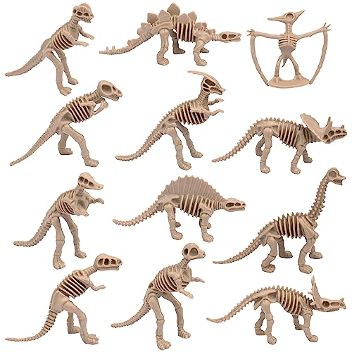 Bekecidi 12 Stück Dinosaurier Skelett Modell Mini Dinosaurier Figuren Dinosaurier Fossilien Skelett Spielzeug Dinosaurier Kuchenaufsatz für Kinder und Erwachsene Wissenschaftliches Lernspiel von Bekecidi