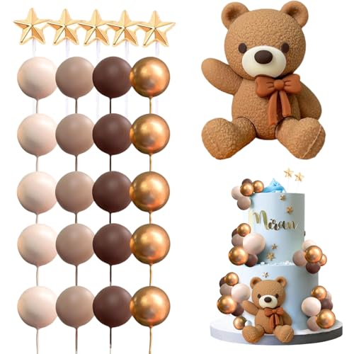 Bekecidi 26 Stück Bären-Kuchenaufsätze, Sterne, braune, goldfarbene Kugeln, Cupcake-Topper, Babyparty-Kuchendekorationen, Bär-Kuchenaufsatz für Jungen und Mädchen, Geburtstagsparty-Dekoration Bekecidi 26 Stück Bären-Kuchenaufsätze, Sterne, braune, goldfarbene Kugeln, Cupcake-Topper, Babyparty-Kuchendekorationen, Bär-Kuchenaufsatz für Jungen und Mädchen, Geburtstagsparty-Dekoration von Bekecidi