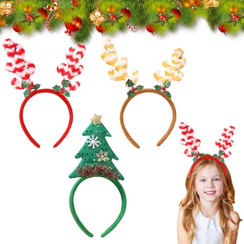 Bekecidi 3er-Pack Weihnachts-Stirnbänder für Erwachsene, Weihnachtsbaum-Stirnbänder, Rentier-Stirnband, Weihnachts-Neuheits-Stirnband für festliche Kostümdekorationen Bekecidi 3er-Pack Weihnachts-Stirnbänder für Erwachsene, Weihnachtsbaum-Stirnbänder, Rentier-Stirnband, Weihnachts-Neuheits-Stirnband für festliche Kostümdekorationen von Bekecidi