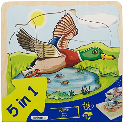 Beleduc - 17055 - Puzzle mit Schichtung aus Holz – Ente – 28 Teile von Beleduc