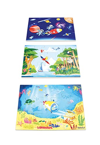 beleduc Bodenpuzzle Tiefsee bis Weltall 3er-Set - XXL-Puzzle Kinder von Beleduc