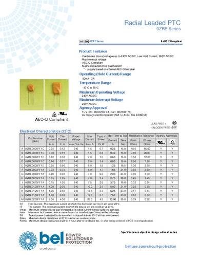 Belfuse 0ZRE0008FF1C PTC-Sicherung von Belfuse