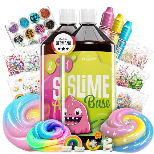 Belissia XXL Kinder Spiel-Schleim zum selbermachen. Einhorn Set für 2KG fertigen Slime. Ideale Geschenkidee für Kinder ab 3 Jahre inkl. Zubehör von Belissia