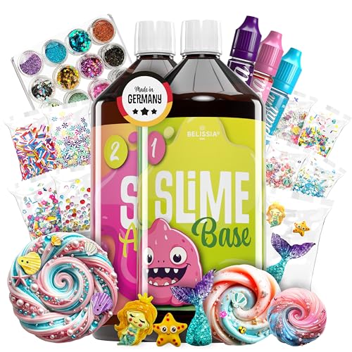 Belissia XXL Kinder Spiel-Schleim zum selbermachen. Meerjungfrau Set für 2KG fertigen Slime. Ideale Geschenkidee für Kinder ab 3 Jahre von Belissia