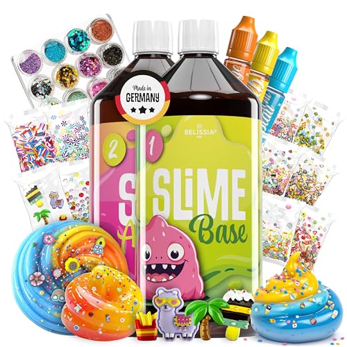 Belissia XXL Kinder Spiel-Schleim zum selbermachen. Sommer Set für 2KG fertigen Slime. Ideale Geschenkidee für Kinder ab 3 Jahre inkl. Zubehör von Belissia