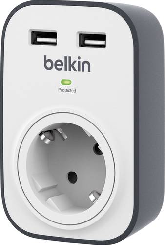 Belkin BSV103vf Überspannungsschutz-Zwischenstecker mit USB Weiß, Grau von Belkin