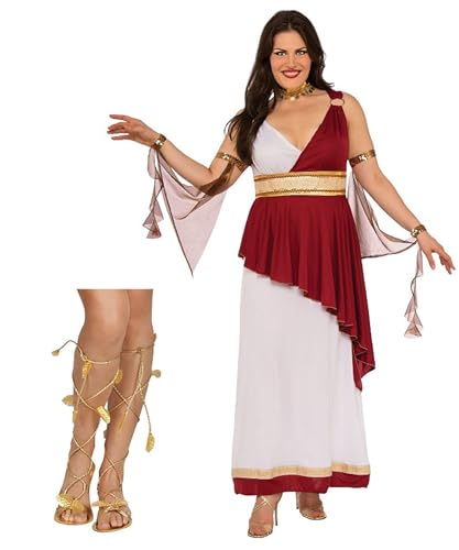 Bella Dox Damenkostüm, antikes römisches königliches Kaiserin, Kleid, Halskette, Armschmuck und römische Sandalen, ägyptische Geek-Göttin für Halloween, Cosplay, Events von Bella Dox