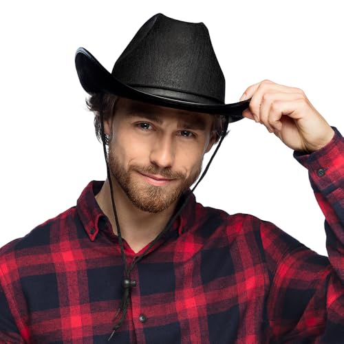 Rodeo Texanische Cowboy-Cowgirl-Hüte für Erwachsene, Wilder Westen, Western-Kostüm, Party-Accessoire, Kopfbedeckung, Hut für Damen und Herren (schwarz) von Bella Dox