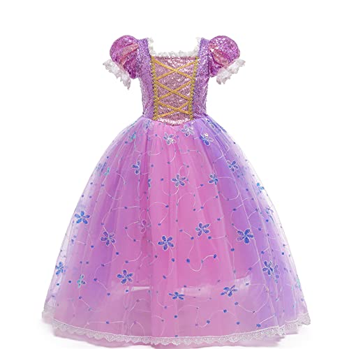 Belle & Moana® Prinzessinnen-Kostüme für Mädchen – Rapunzel Princess Dress Up Prinzessin Kleid für Geburtstagsfeier, Party, Spaß, Halloween und Cosplay, Alter 3-4 Jahre von Belle & Moana