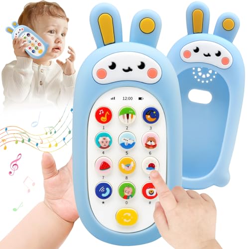 BelleStyle Kinder Handy Spielzeug ab 1 Jahr, Baby Telefon Spielzeug, Kaninchen Spielzeughandy mit Musik Sound Beißring Smartphone Lernhandy Spielzeug Geschenk für Jungen Mädchen 6 9 12 18 Monate von BelleStyle