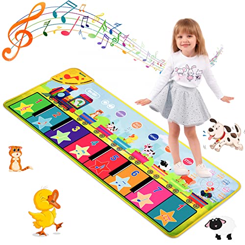 BelleStyle Musikmatte Kinder, Baby Spielzeug ab 1 Jahr, Piano Matte Klaviermatte Tanzmatte mit 8 Tieren Musik Lernspielzeug Geschenk Kinderspielzeug für Jungen Mädchen ab 1 2 3 4 Jahre - 100 * 36cm von BelleStyle