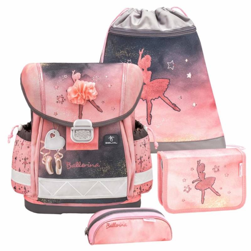 Belmil Schulranzen Set CLASSY 2023 für Mädchen mit Ballerina (Ballerina Black Pink) von Belmil