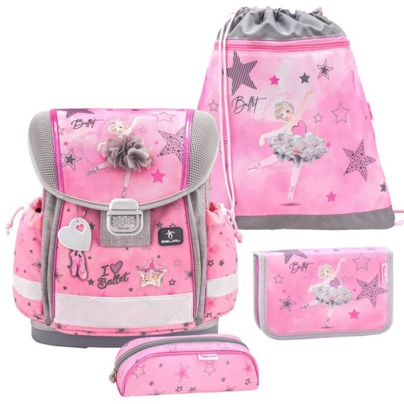 Belmil Schulranzen Set CLASSY 2023 für Mädchen mit Ballerina (Ballet Light Pink) von Belmil