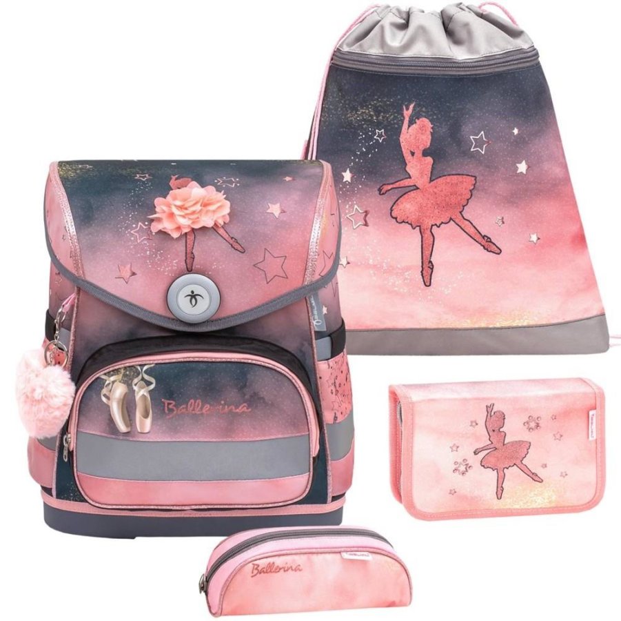 Belmil Schulranzen Set "Compact" (Ballerina Black Pink) für Mädchen ab 1. Klasse Grundschule Einschulung von Belmil