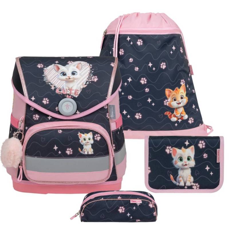 Belmil Schulranzen Set COMPACT 2024 Cute Kitten für Mädchen ab 1. Klasse von Belmil