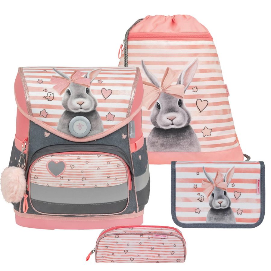 Belmil Schulranzen Set COMPACT 2024 Little Bunnies für Mädchen ab 1. Klasse von Belmil