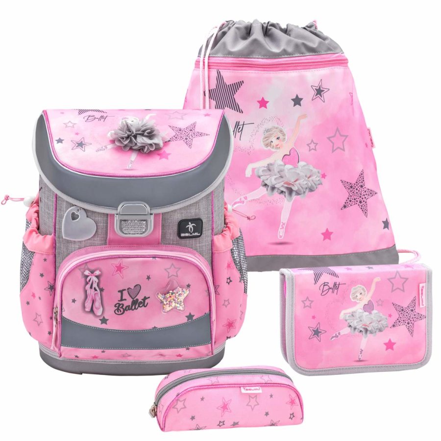 Belmil Schulranzen Set MINI FIT Ballet Light Pink (Motiv: Ballerina) für Mädchen von Belmil