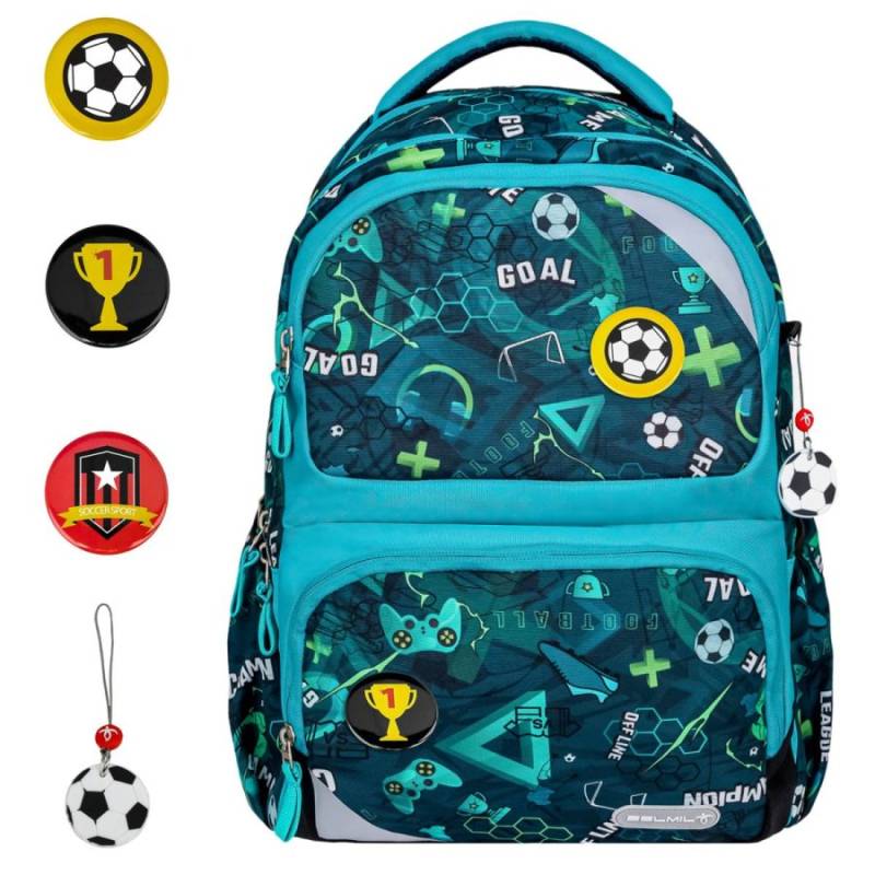 Belmil Schulrucksack MAXI PACK mit Patches "Football Goal" von Belmil