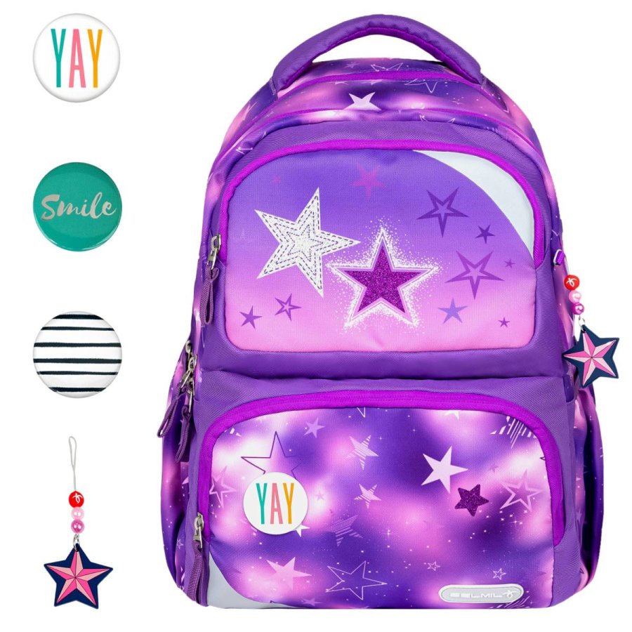 Belmil Schulrucksack MAXI PACK mit Patches "Stars" von Belmil