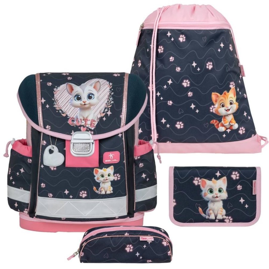 Belmil Schulranzen Set Mädchen Cute Kitten (Motiv: Kätzchen) "Classy", ab 1.Klasse Grundschule von Belmil